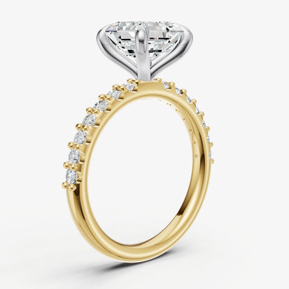 Asscher 6 Claw Diamond Band Engagement Ring
