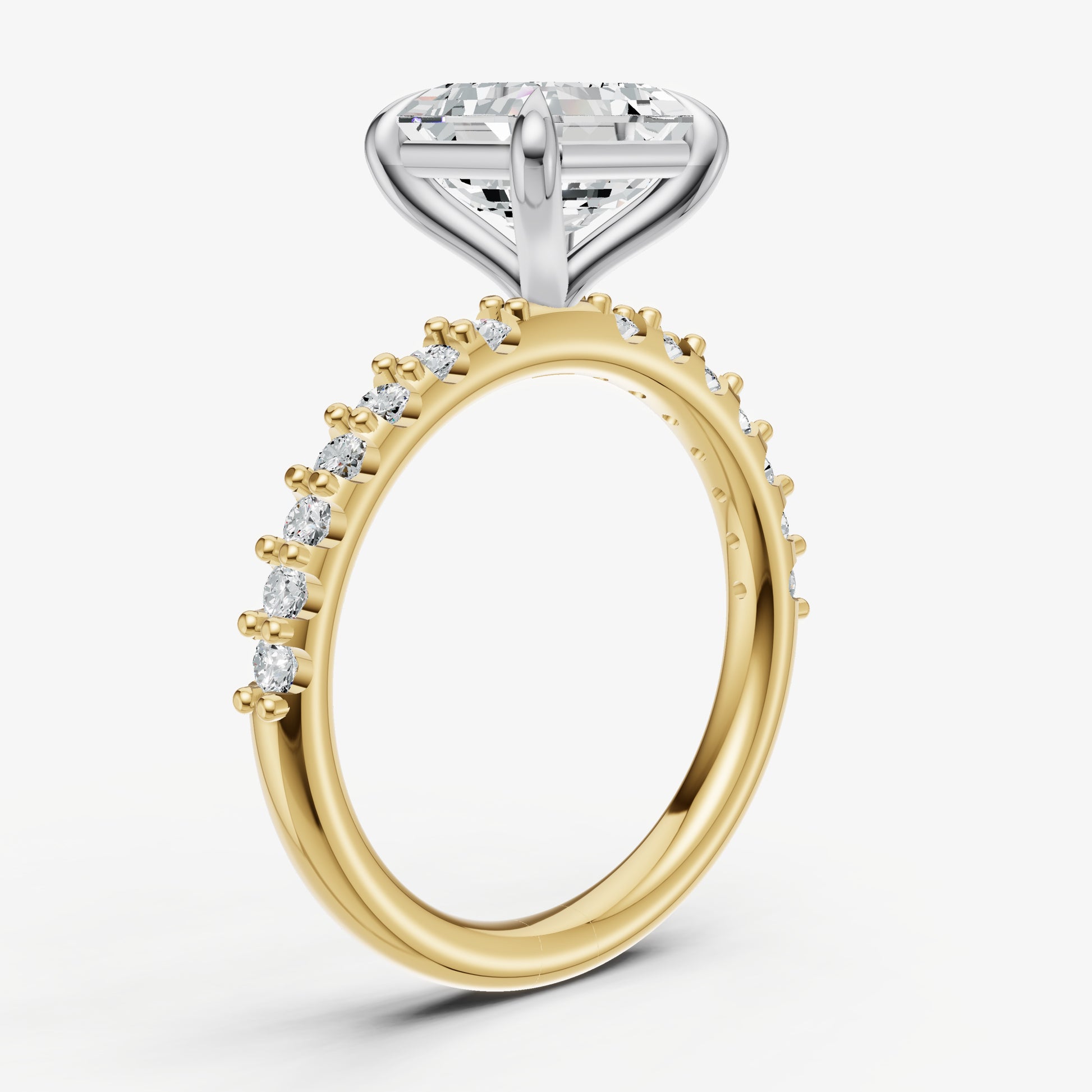 Asscher 6 Claw Diamond Band Engagement Ring