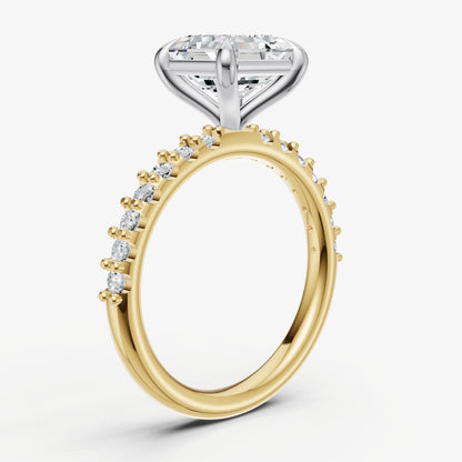 Asscher 6 Claw Diamond Band Engagement Ring