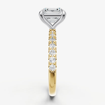 Asscher 6 Claw Diamond Band Engagement Ring