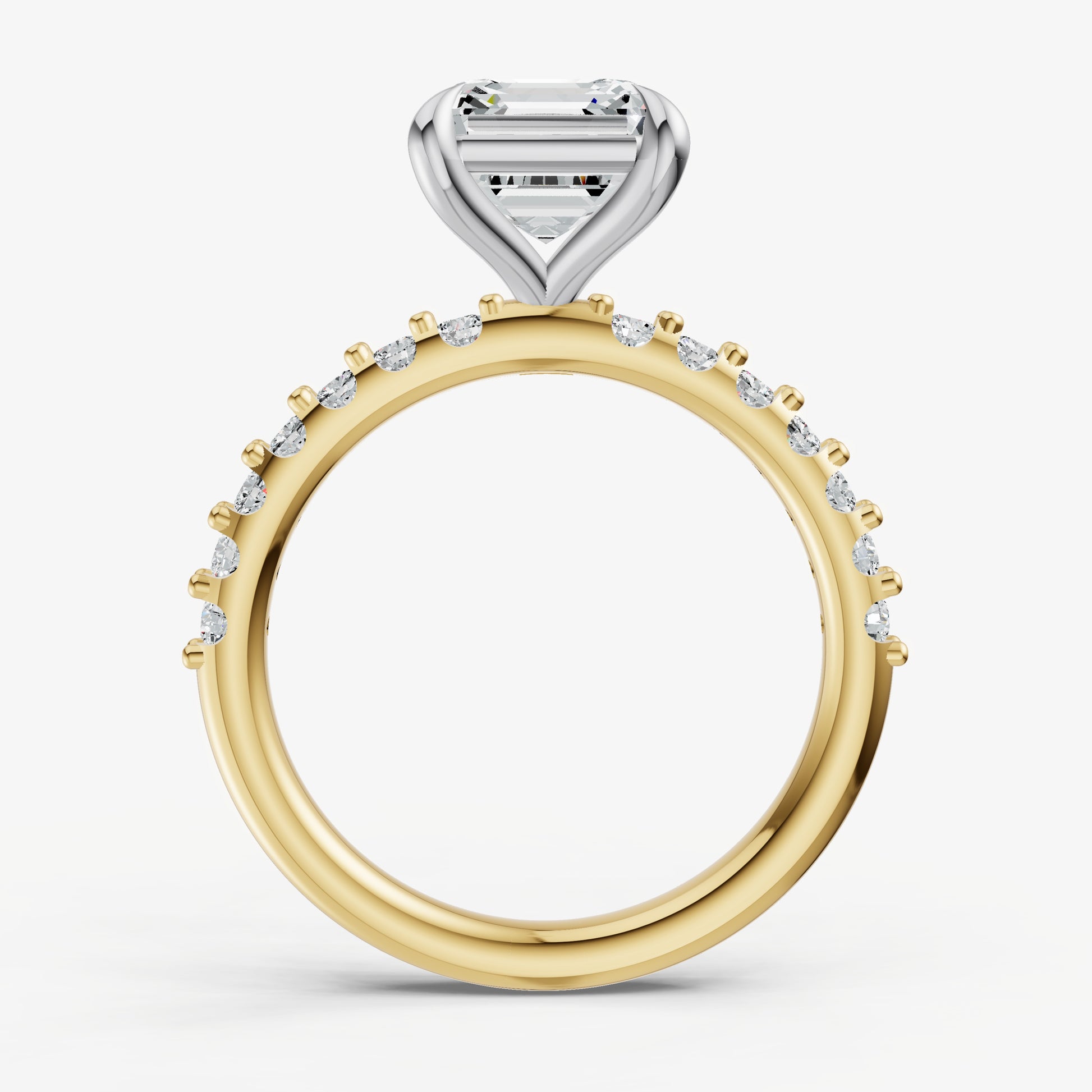 Asscher 6 Claw Diamond Band Engagement Ring