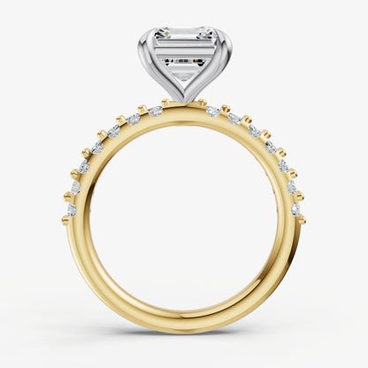 Asscher 6 Claw Diamond Band Engagement Ring