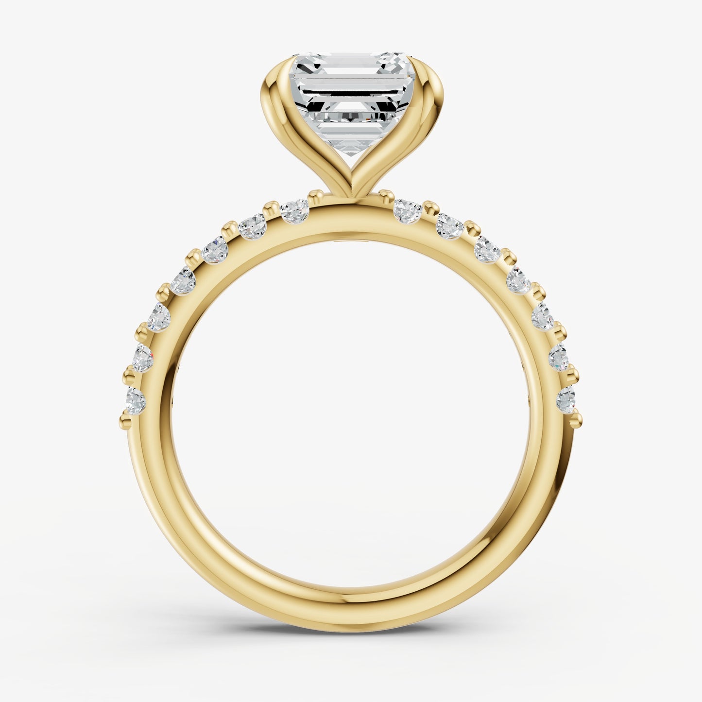 Asscher 6 Claw Diamond Band Engagement Ring