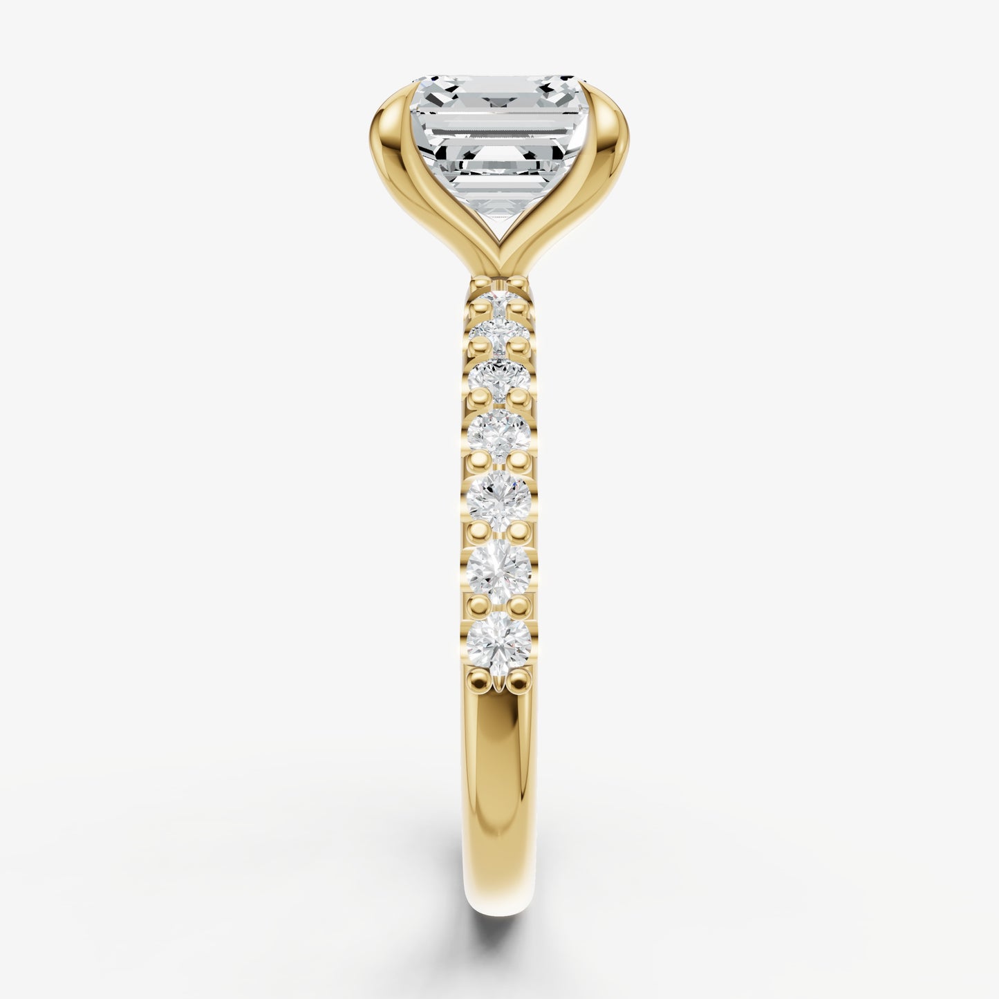 Asscher 6 Claw Diamond Band Engagement Ring