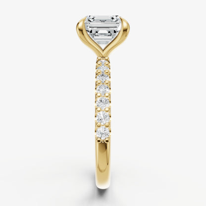 Asscher 6 Claw Diamond Band Engagement Ring