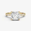 Asscher Petite Diamond Band Soliatire Engagement Ring