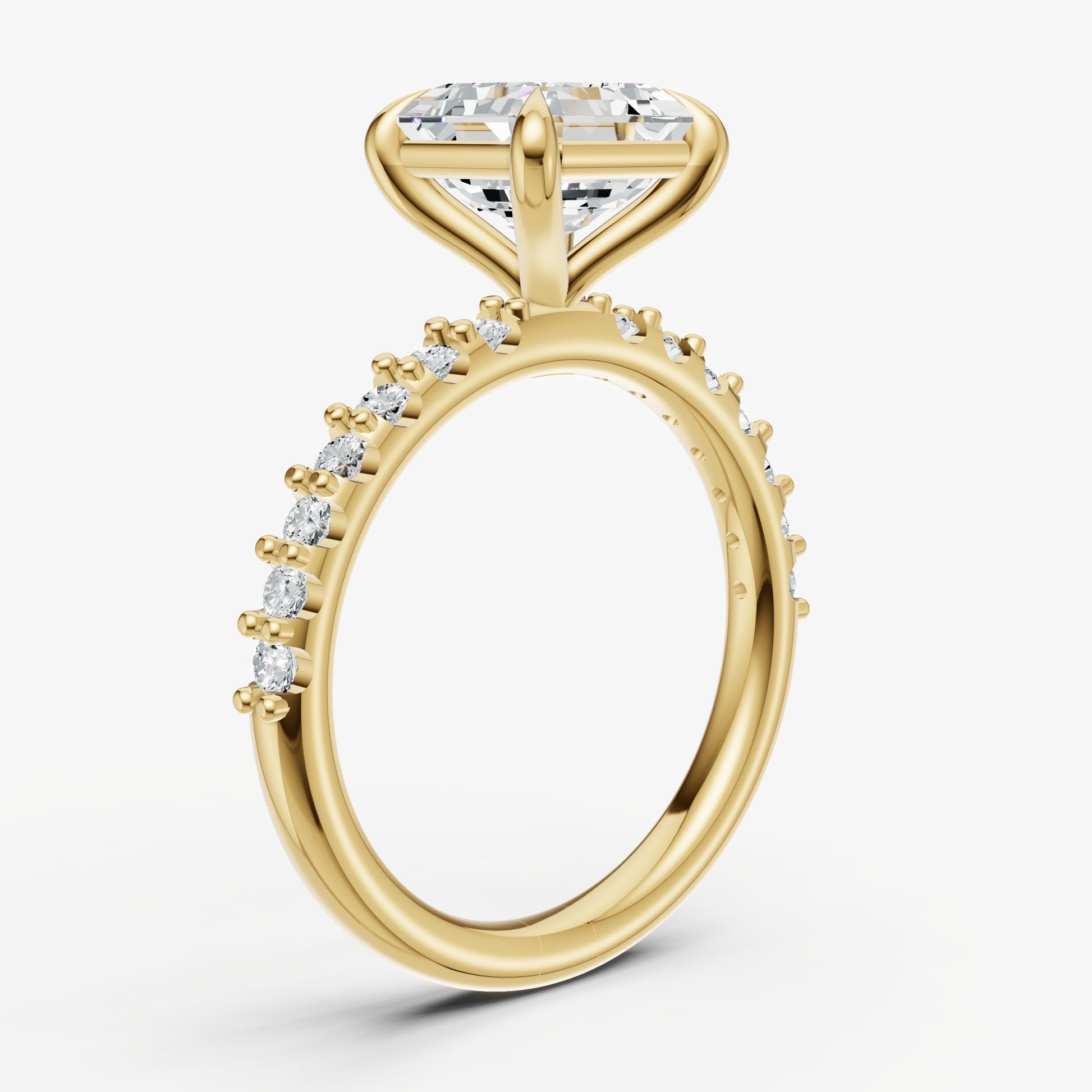 Asscher 6 Claw Diamond Band Engagement Ring