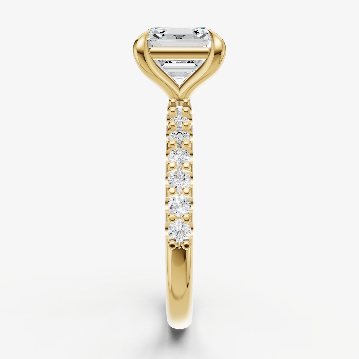 Asscher 6 Claw Diamond Band Engagement Ring
