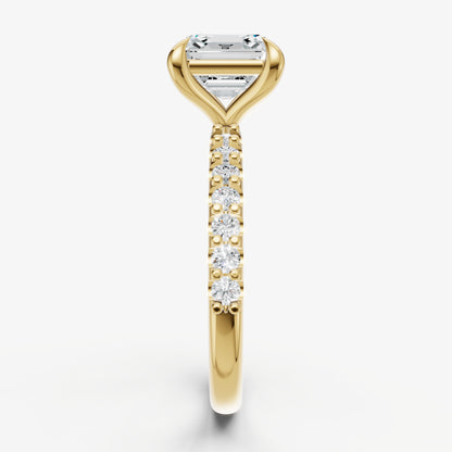 Asscher 6 Claw Diamond Band Engagement Ring