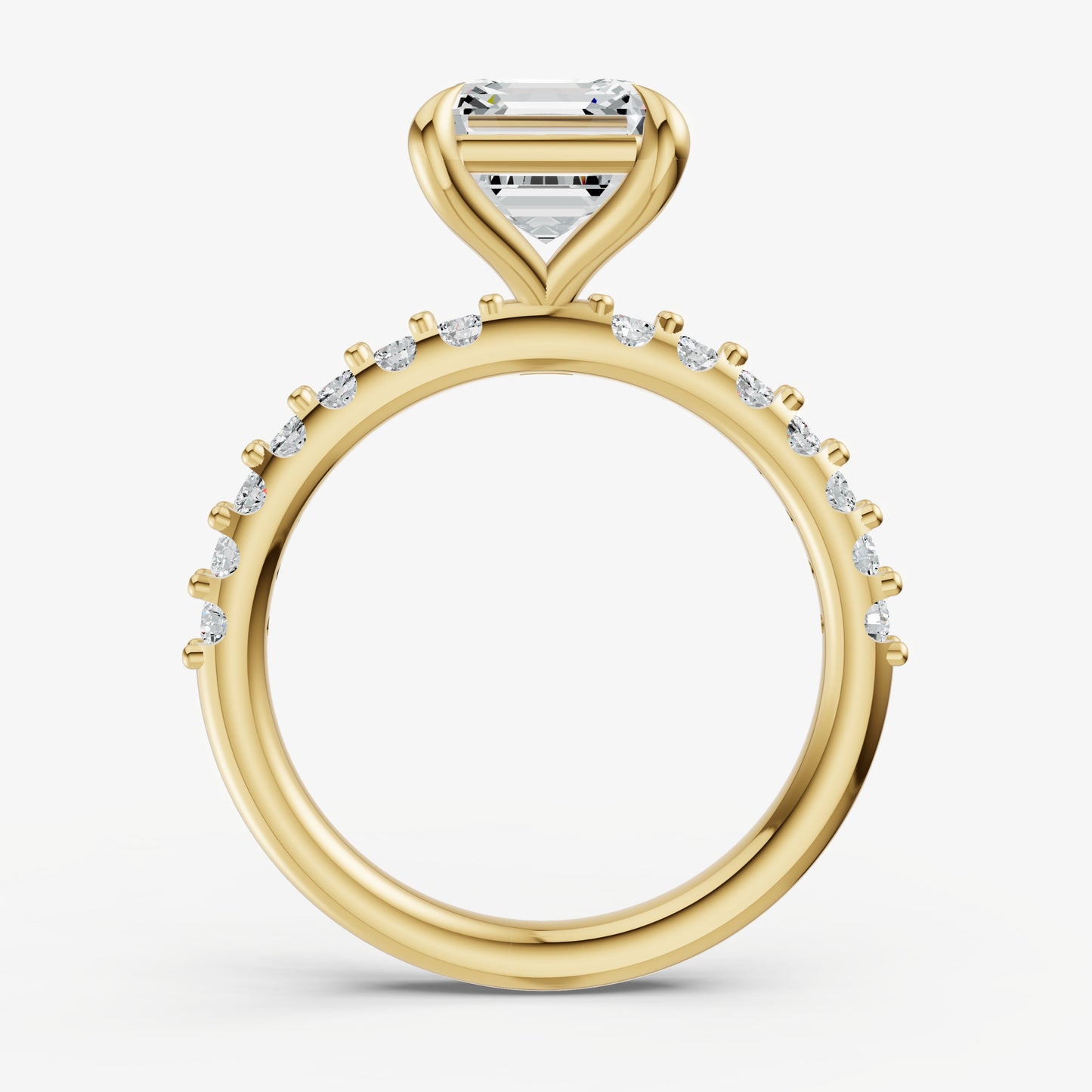 Asscher 6 Claw Diamond Band Engagement Ring
