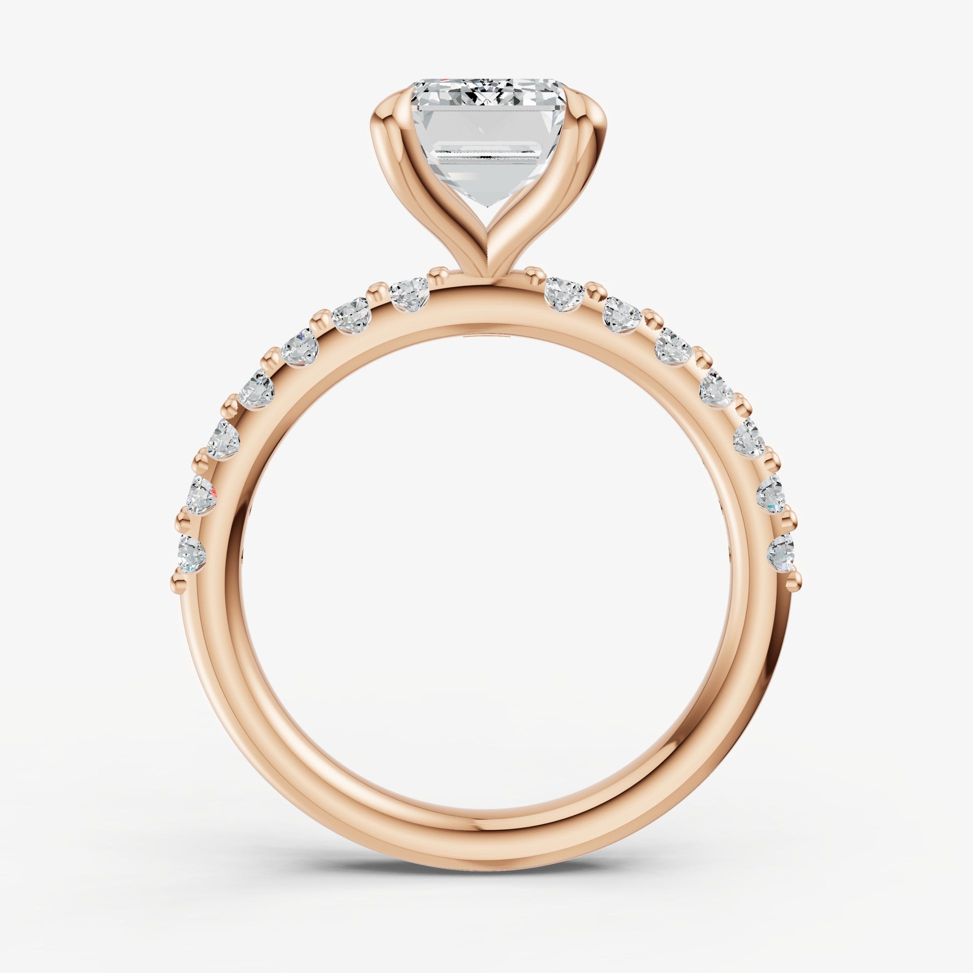Emerald 6 Claw Diamond Band Engagement Ring