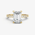 Emerald Petite Diamond Band Soliatire Engagement Ring