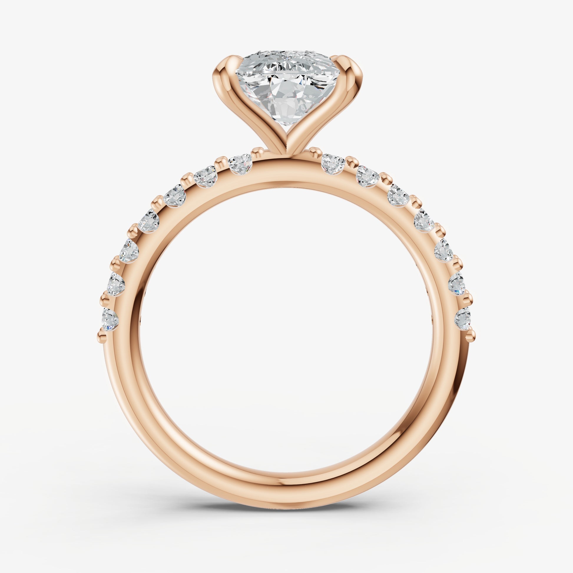 Elongated Cushion 6 Claw Diamond Band Engagement Ring
