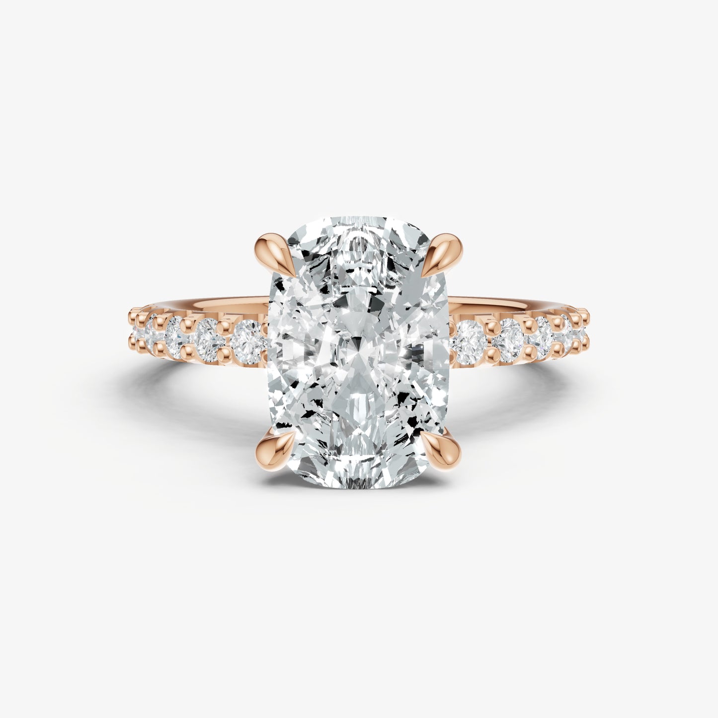 Elongated Cushion 6 Claw Diamond Band Engagement Ring