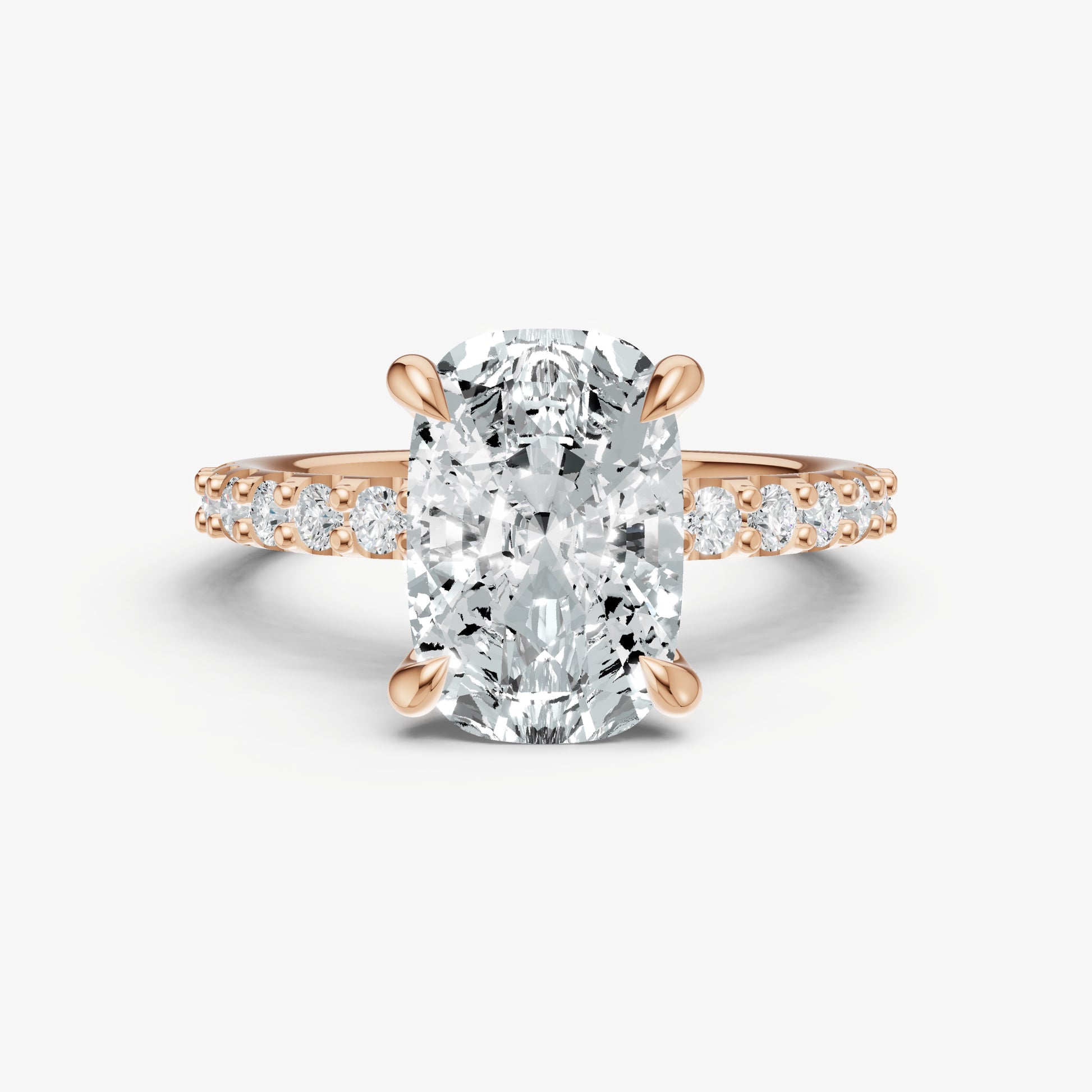 Elongated Cushion 6 Claw Diamond Band Engagement Ring