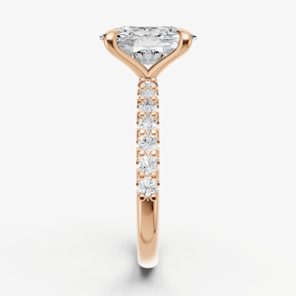 Elongated Cushion 6 Claw Diamond Band Engagement Ring