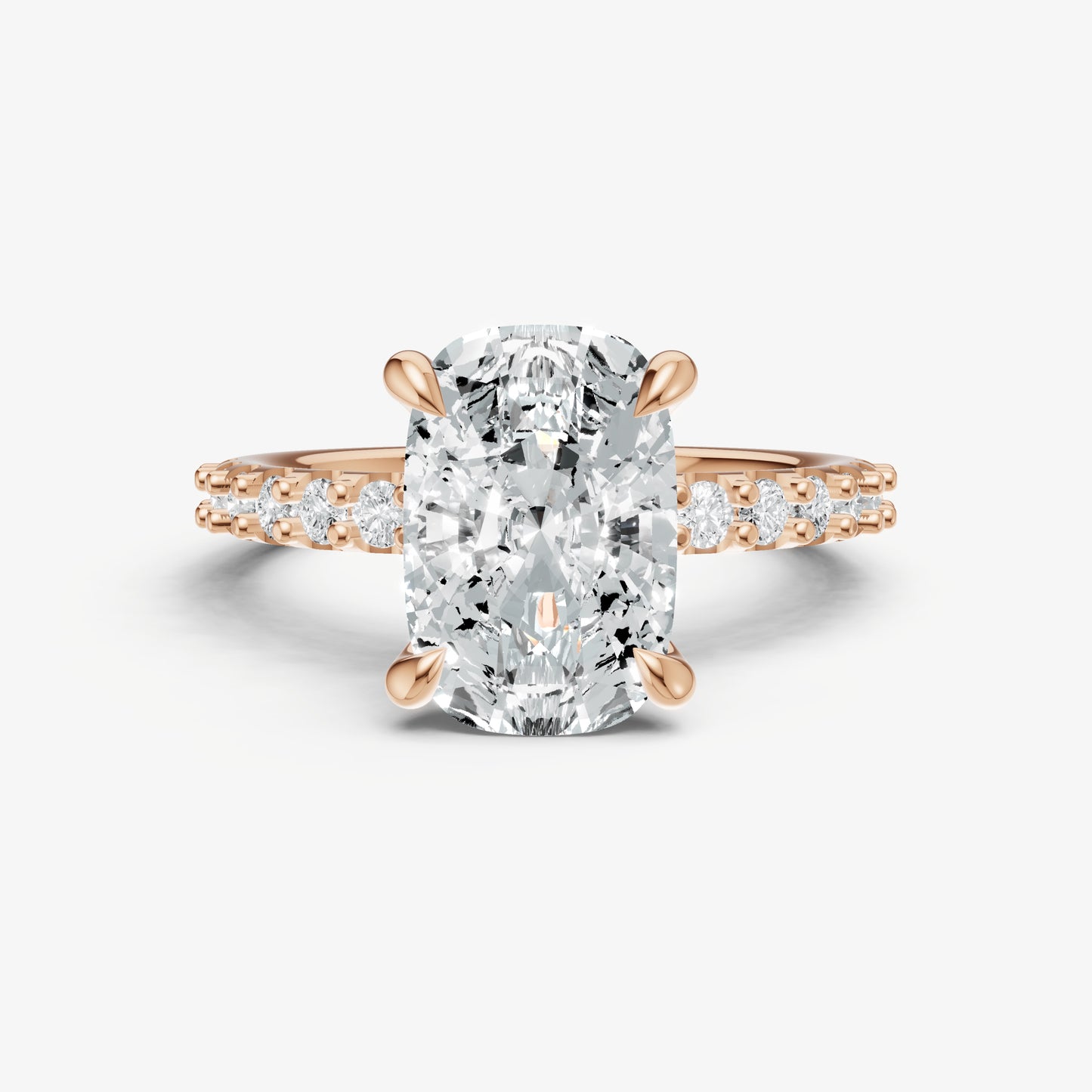 Elongated Cushion 6 Claw Diamond Band Engagement Ring