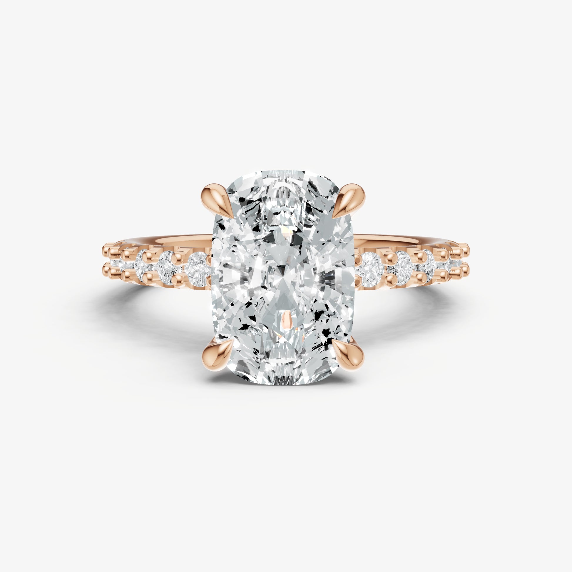 Elongated Cushion 6 Claw Diamond Band Engagement Ring