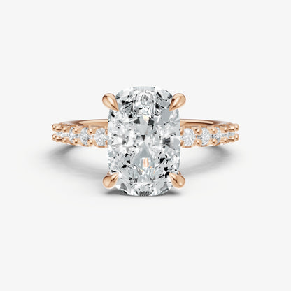 Elongated Cushion 6 Claw Diamond Band Engagement Ring