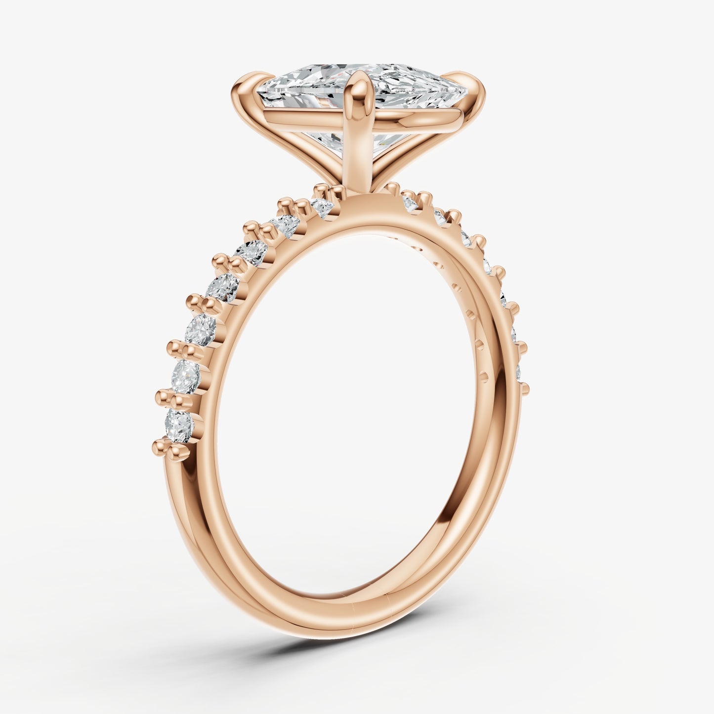Elongated Cushion 6 Claw Diamond Band Engagement Ring