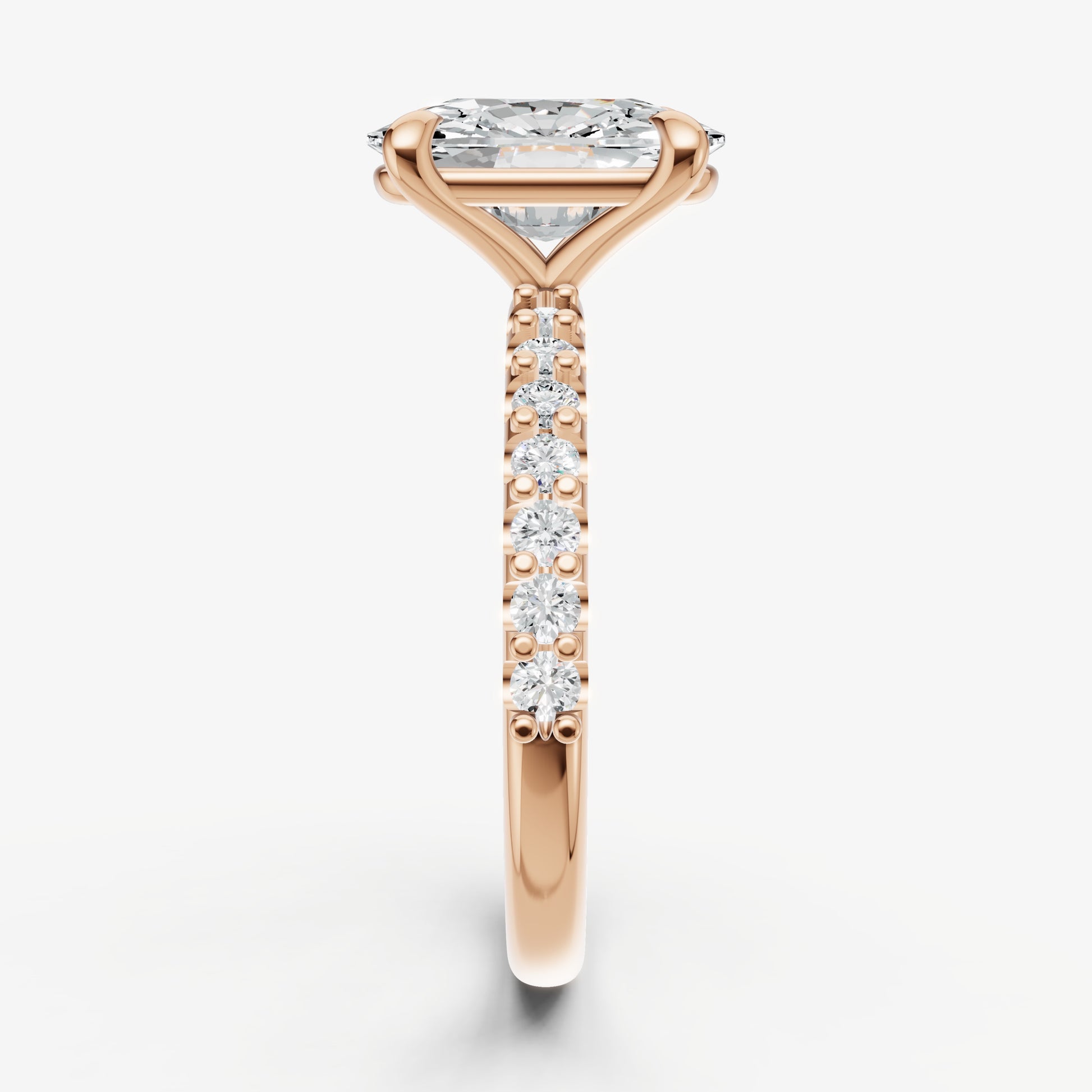Elongated Cushion 6 Claw Diamond Band Engagement Ring