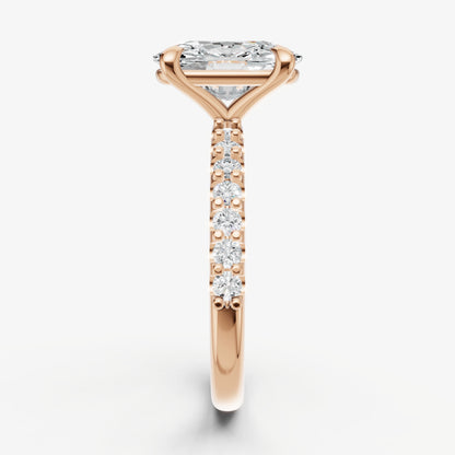 Elongated Cushion 6 Claw Diamond Band Engagement Ring