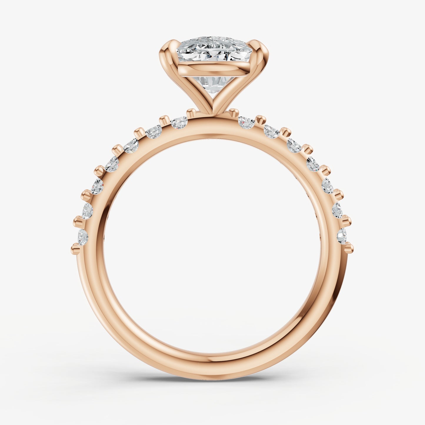 Elongated Cushion 6 Claw Diamond Band Engagement Ring