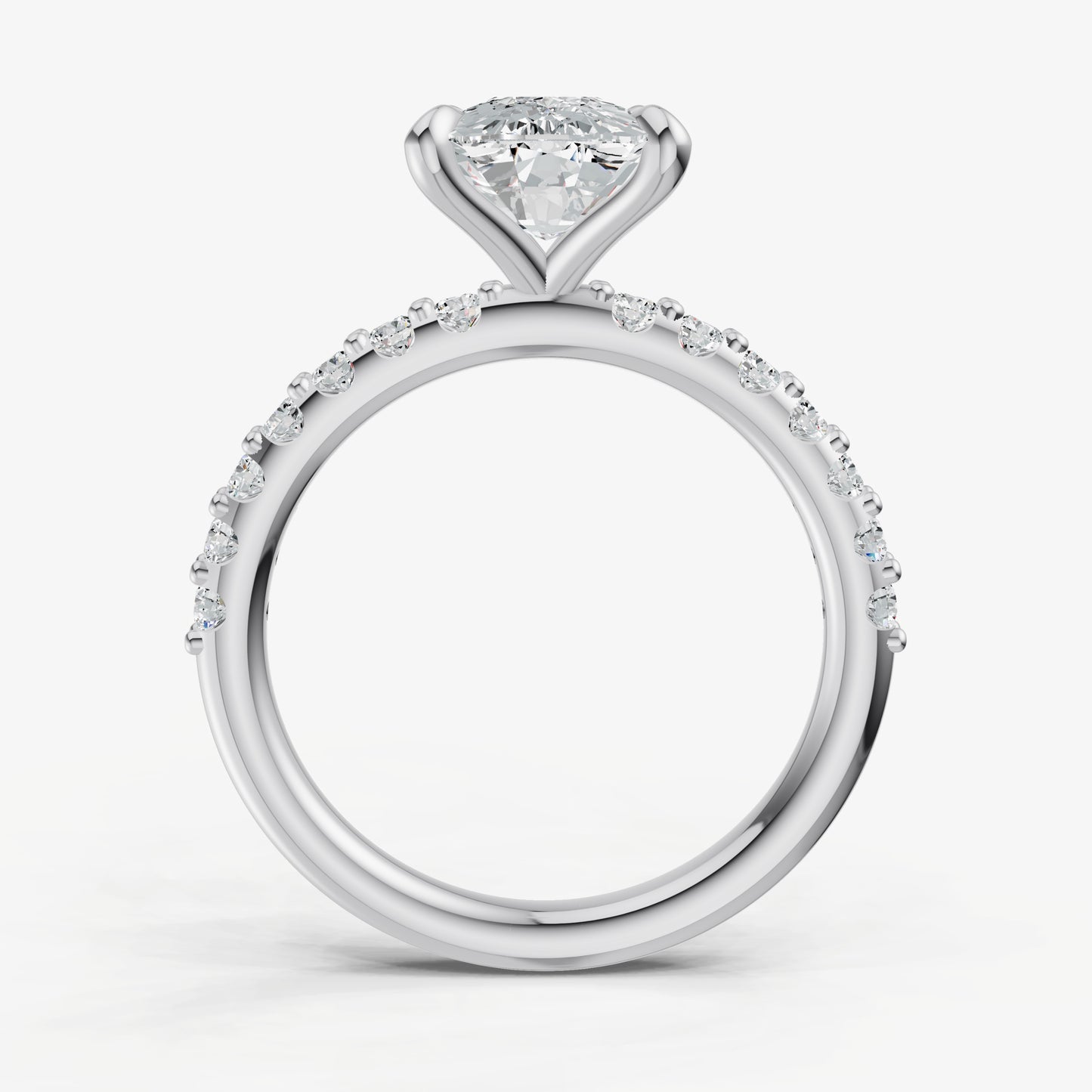 Elongated Cushion 6 Claw Diamond Band Engagement Ring