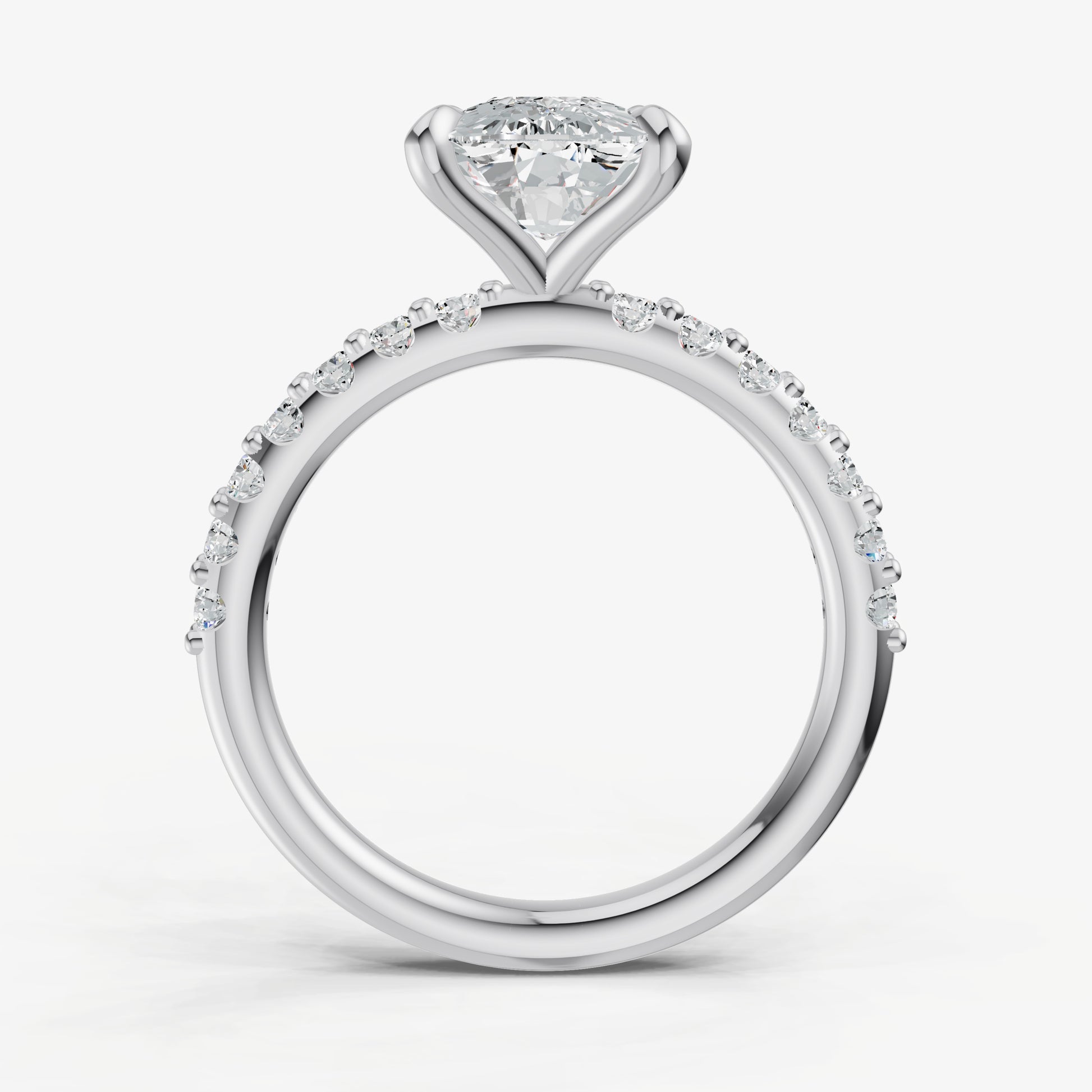 Elongated Cushion 6 Claw Diamond Band Engagement Ring