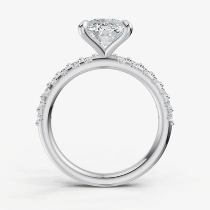 Elongated Cushion 6 Claw Diamond Band Engagement Ring