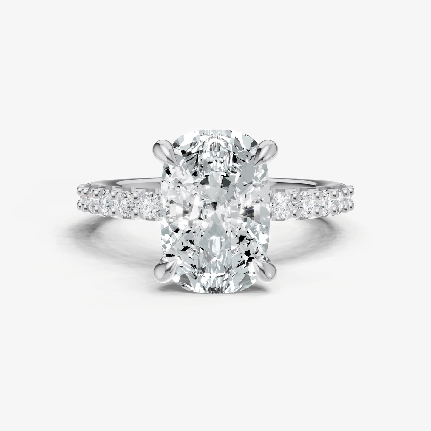 Elongated Cushion 6 Claw Diamond Band Engagement Ring
