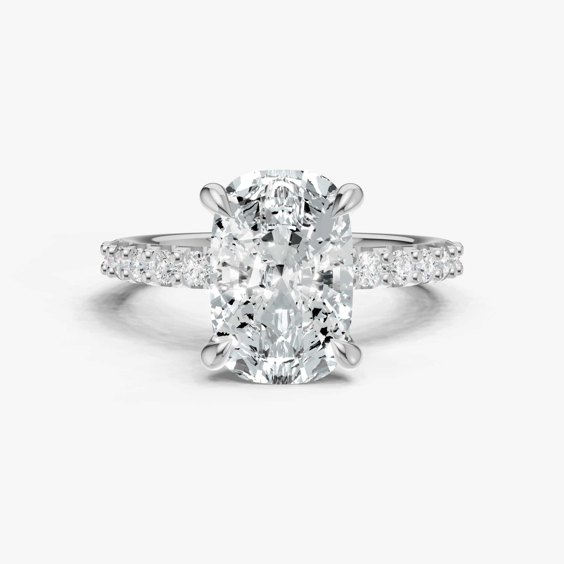 Elongated Cushion 6 Claw Diamond Band Engagement Ring