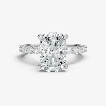 Elongated Cushion 6 Claw Diamond Band Engagement Ring