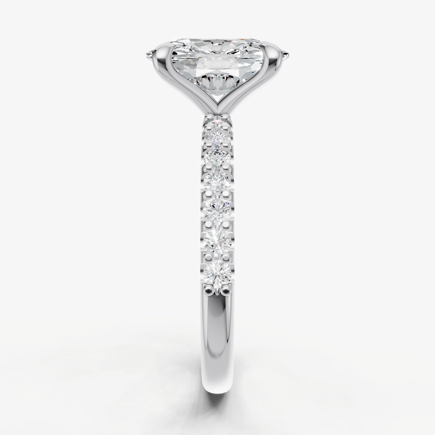 Elongated Cushion 6 Claw Diamond Band Engagement Ring