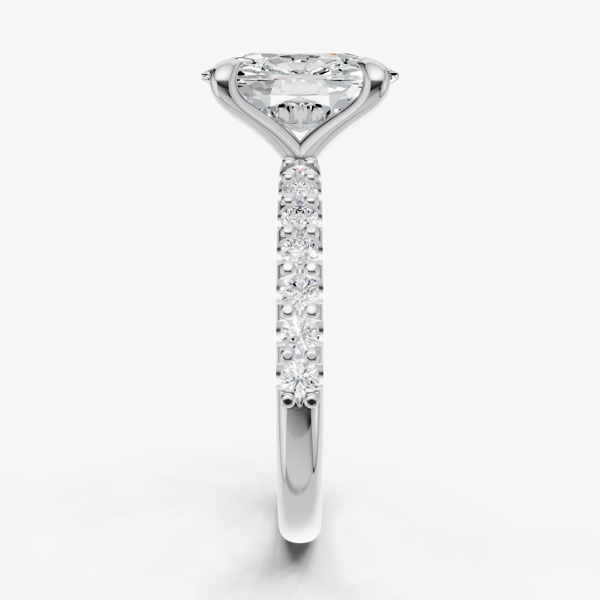 Elongated Cushion 6 Claw Diamond Band Engagement Ring