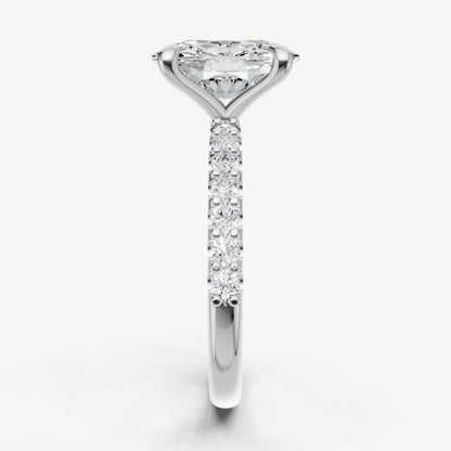 Elongated Cushion 6 Claw Diamond Band Engagement Ring