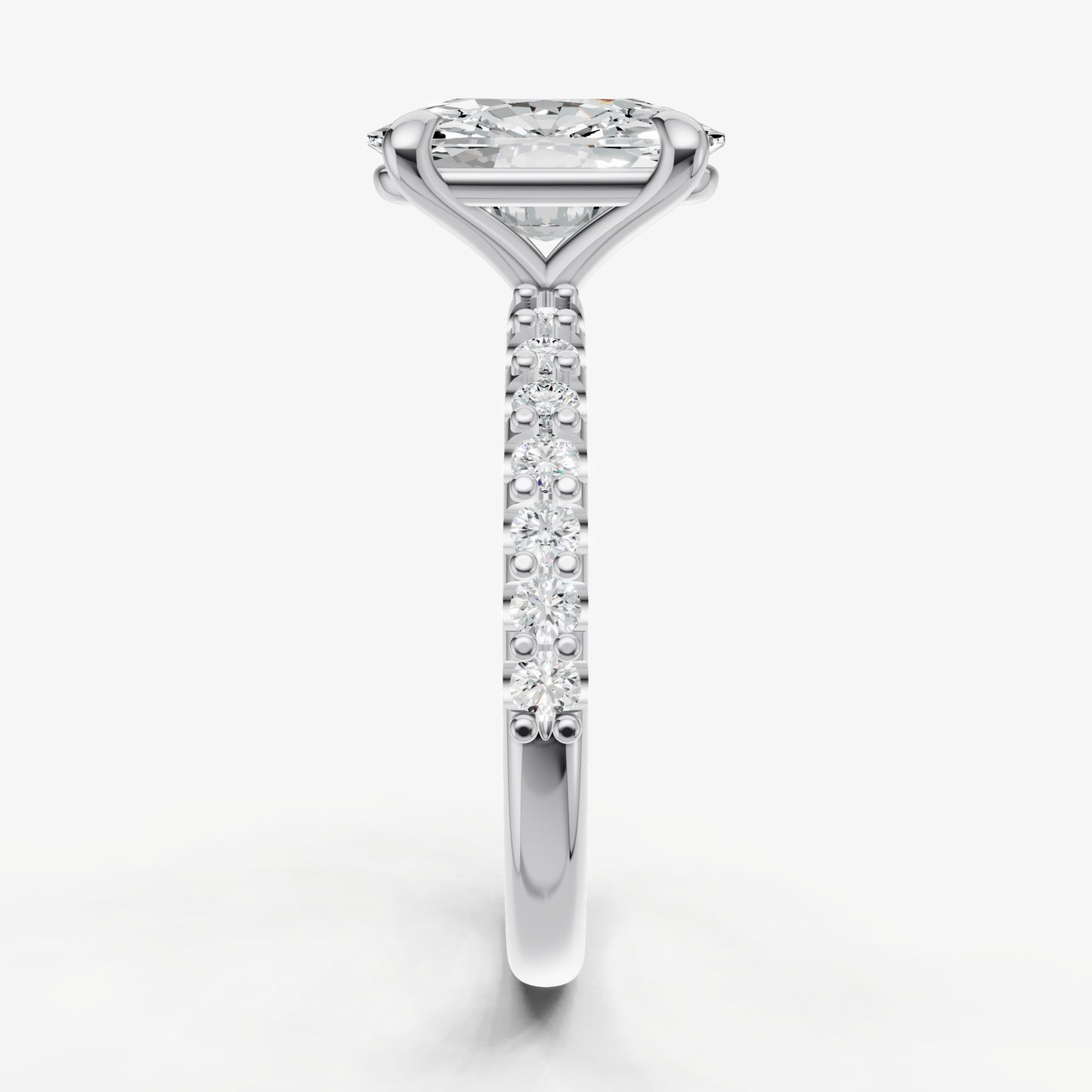 Elongated Cushion 6 Claw Diamond Band Engagement Ring
