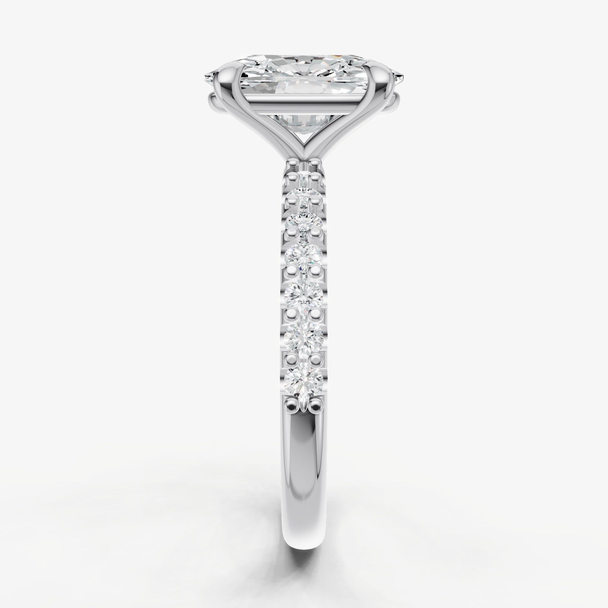 Elongated Cushion 6 Claw Diamond Band Engagement Ring
