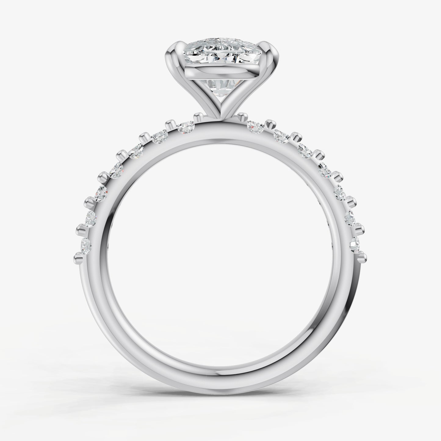 Elongated Cushion 6 Claw Diamond Band Engagement Ring