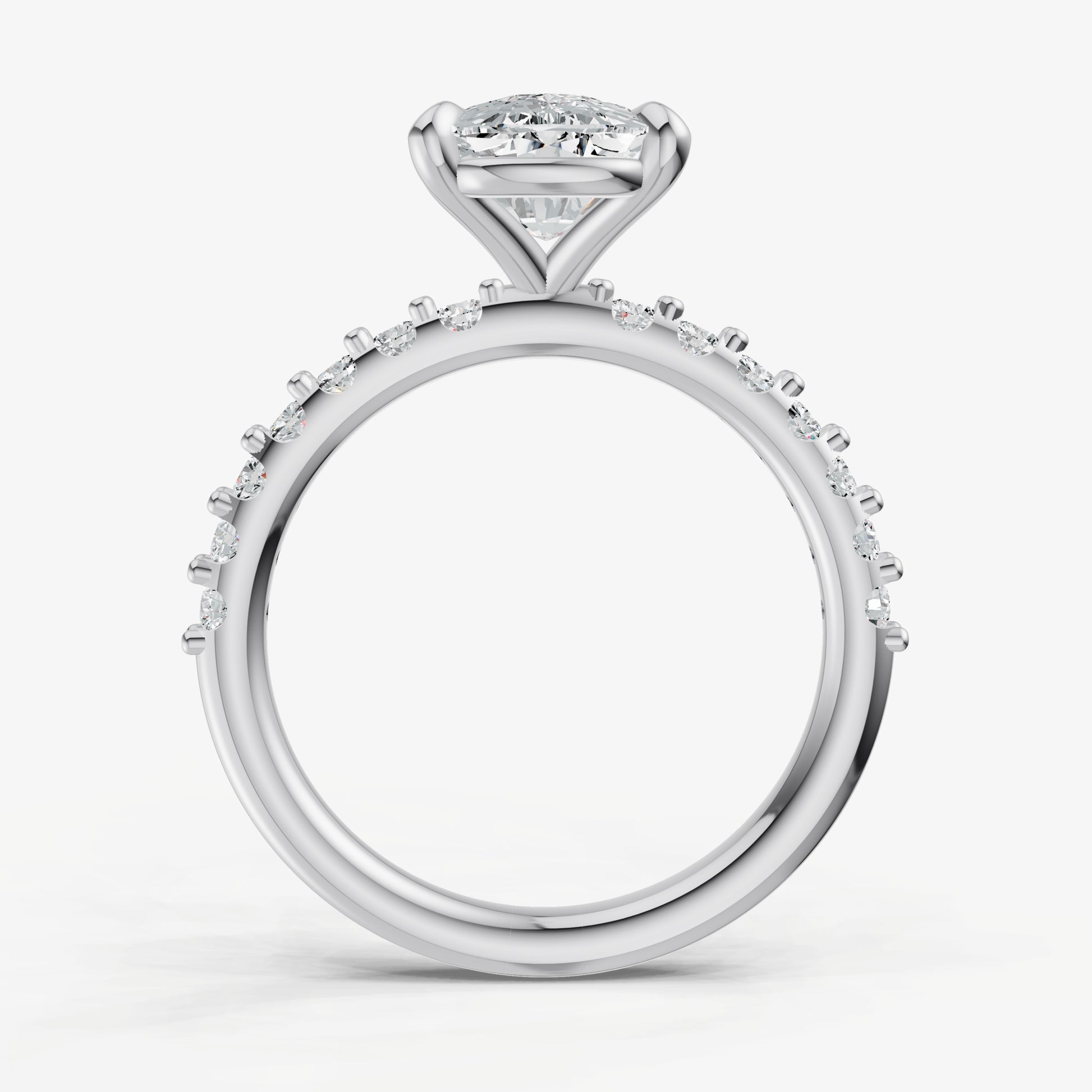 Elongated Cushion 6 Claw Diamond Band Engagement Ring