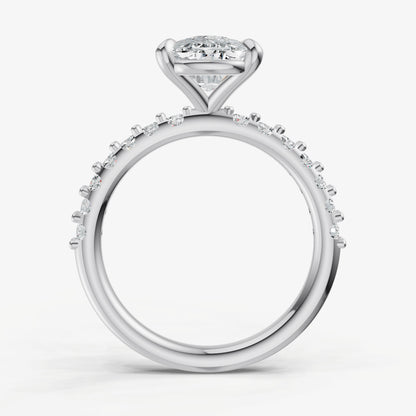 Elongated Cushion 6 Claw Diamond Band Engagement Ring