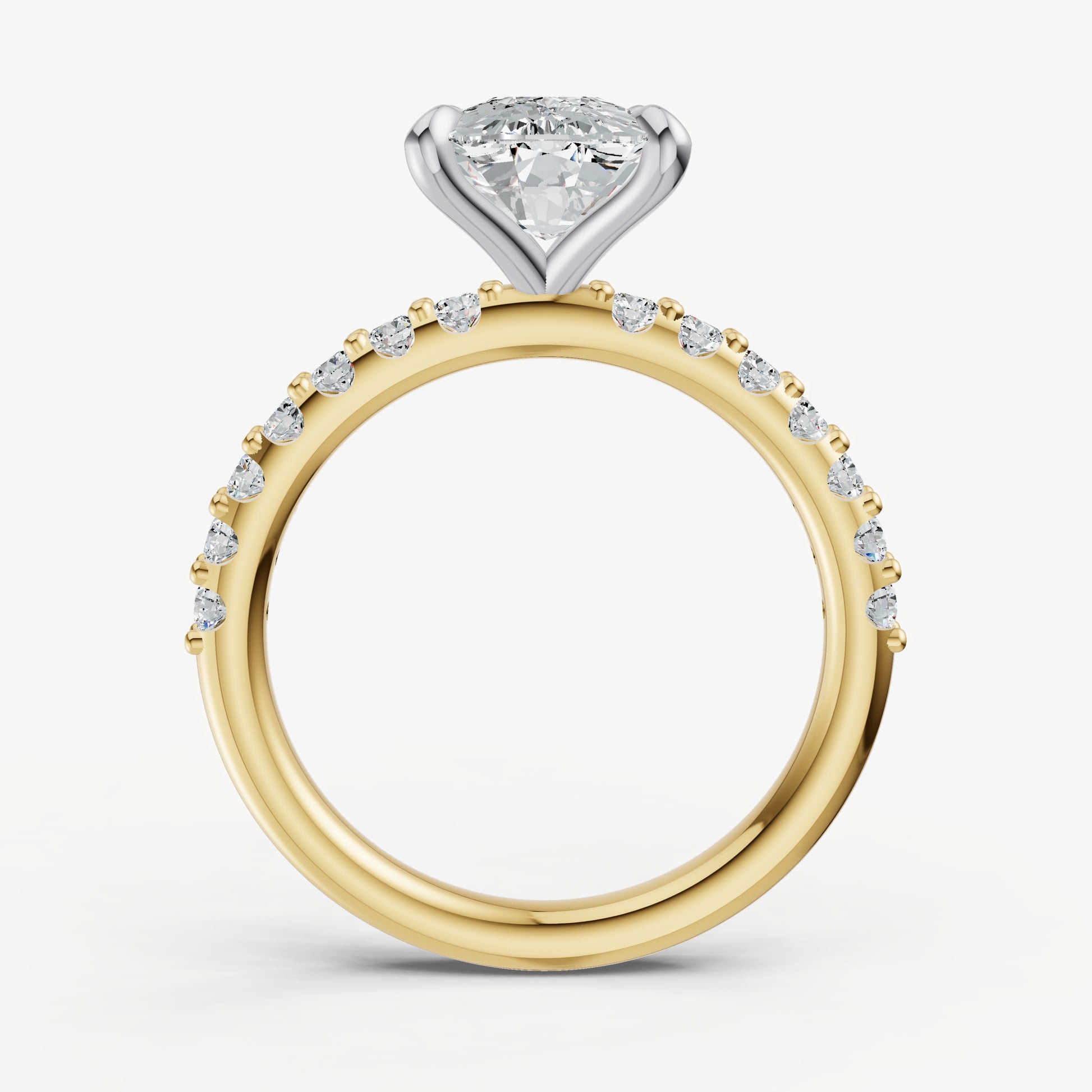 Elongated Cushion 6 Claw Diamond Band Engagement Ring