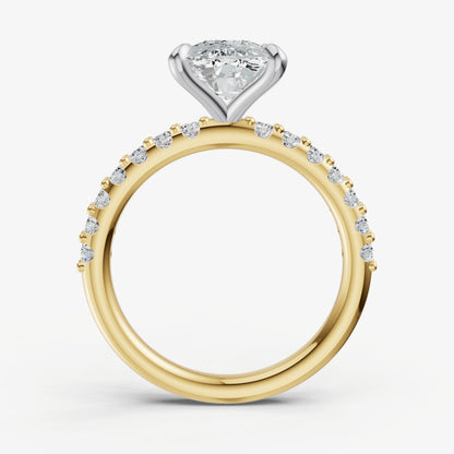 Elongated Cushion 6 Claw Diamond Band Engagement Ring