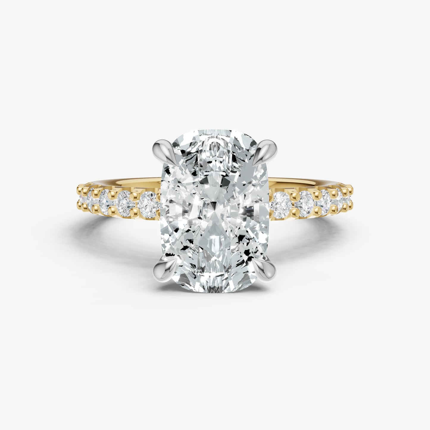 Elongated Cushion 6 Claw Diamond Band Engagement Ring