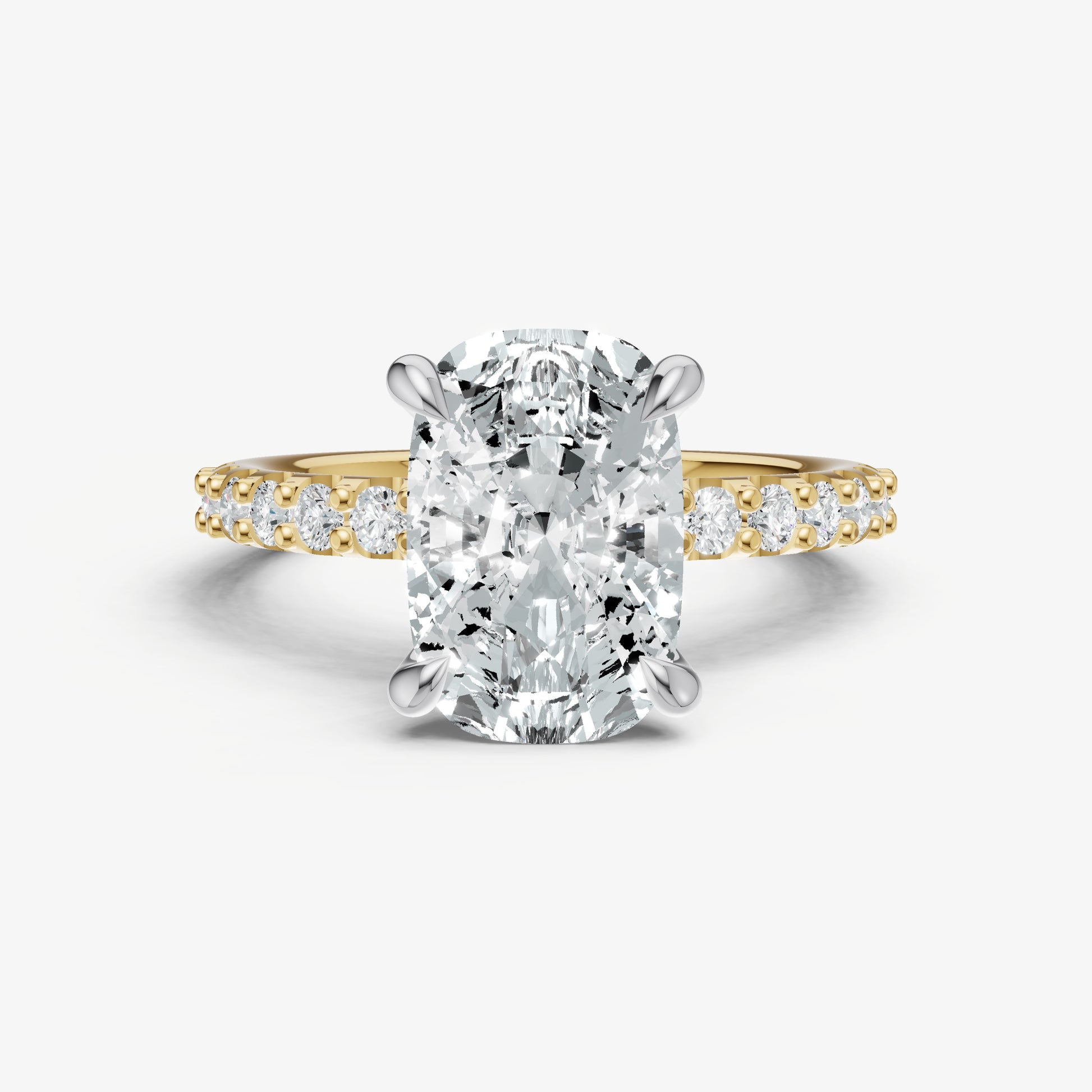 Elongated Cushion 6 Claw Diamond Band Engagement Ring