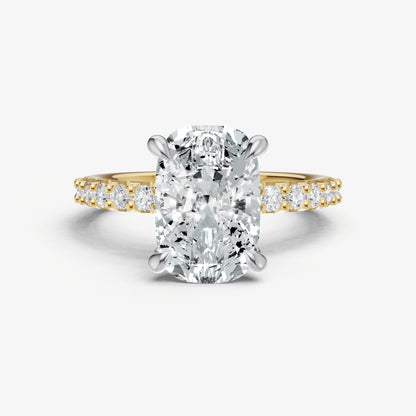 Elongated Cushion 6 Claw Diamond Band Engagement Ring