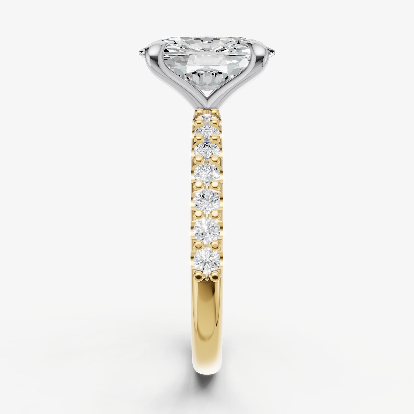 Elongated Cushion 6 Claw Diamond Band Engagement Ring