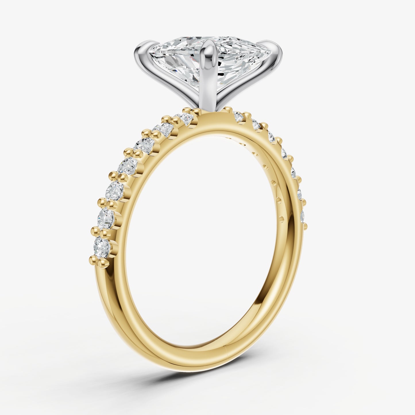 Elongated Cushion 6 Claw Diamond Band Engagement Ring