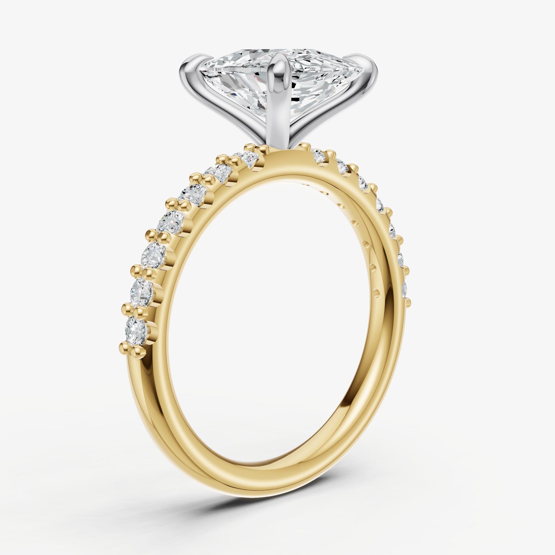 Elongated Cushion 6 Claw Diamond Band Engagement Ring