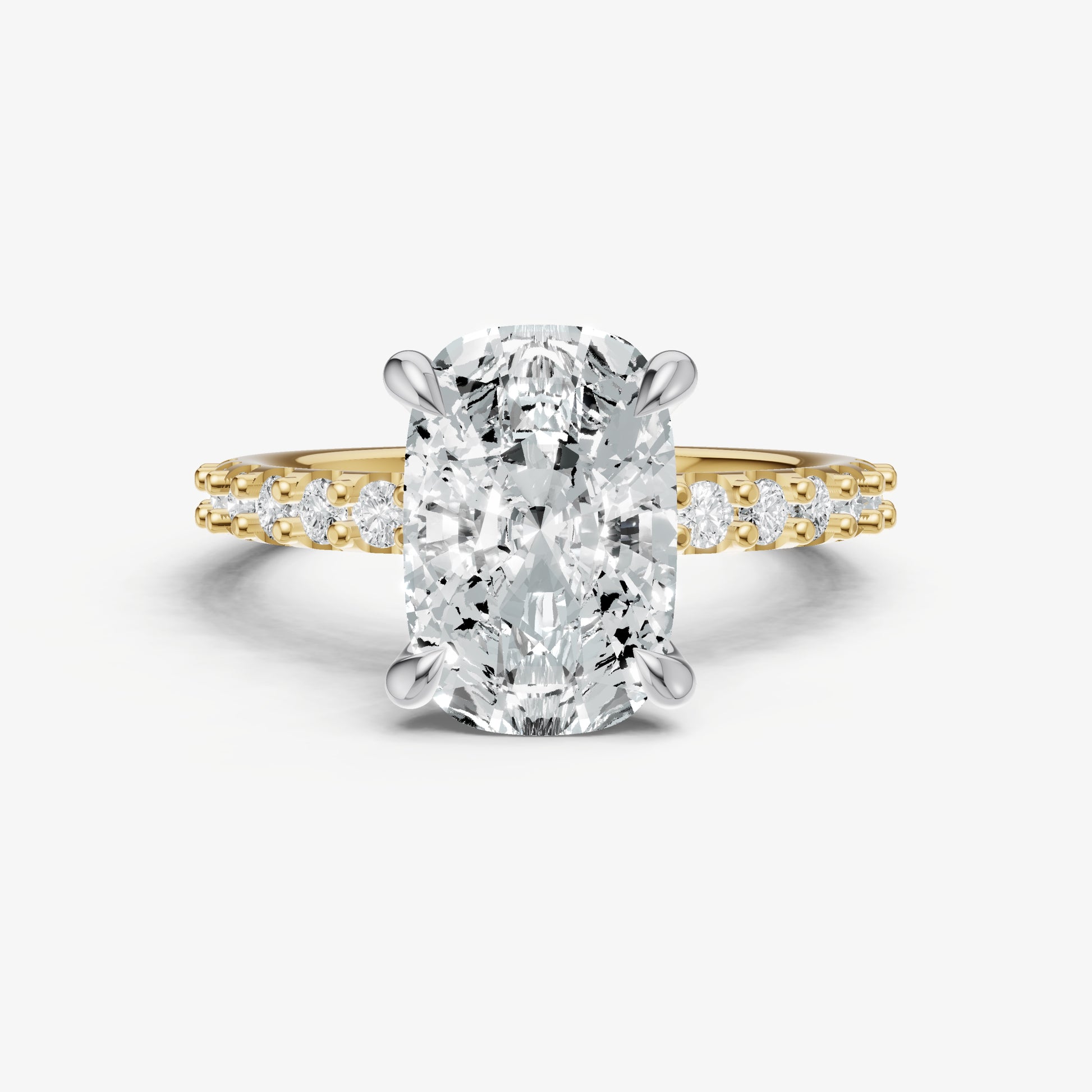Elongated Cushion 6 Claw Diamond Band Engagement Ring